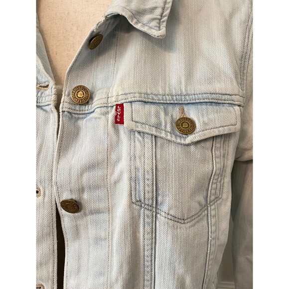 LEVI STRAUSS Women's M Denim Jacket Light Wash Blue Trucker Western Cowgirl Moto - Picture 5 of 11